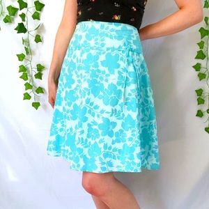 Vintage Y2K pastel blue Hawaiian print skirt